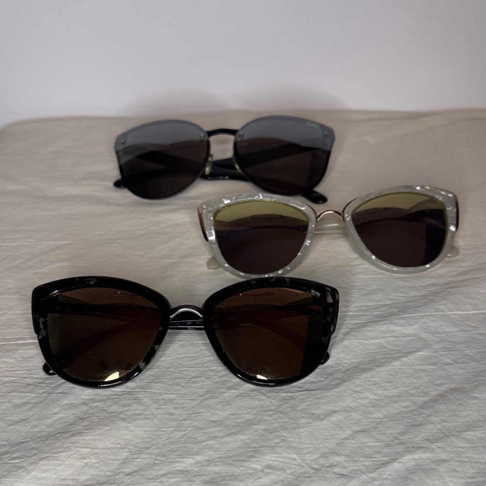 Quay Australia Black and Cream Sunglasses Trio